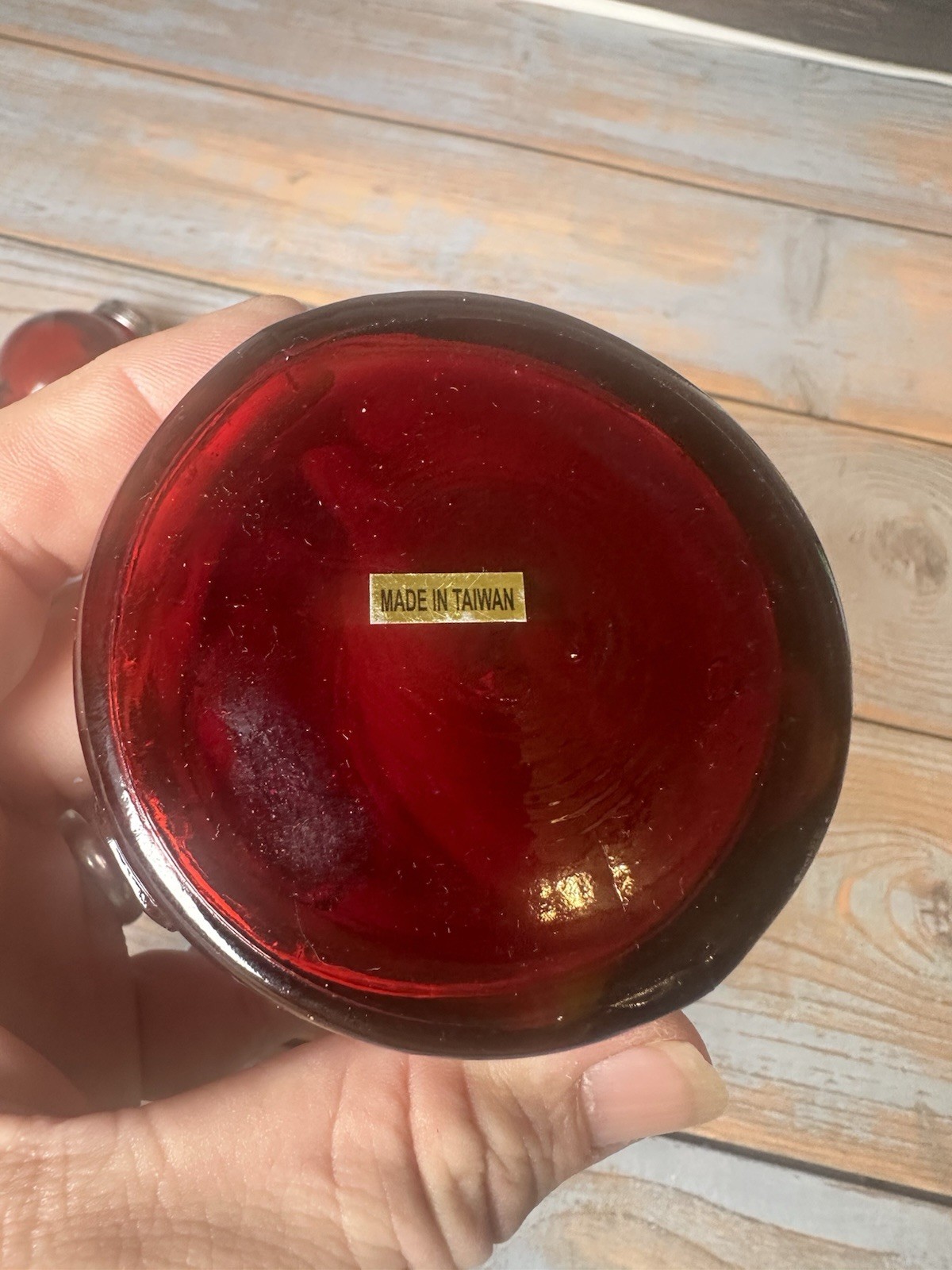 Vintage Ruby Red Glass Merry Maid Salt Pepper Shakers Set Taiwan Figural