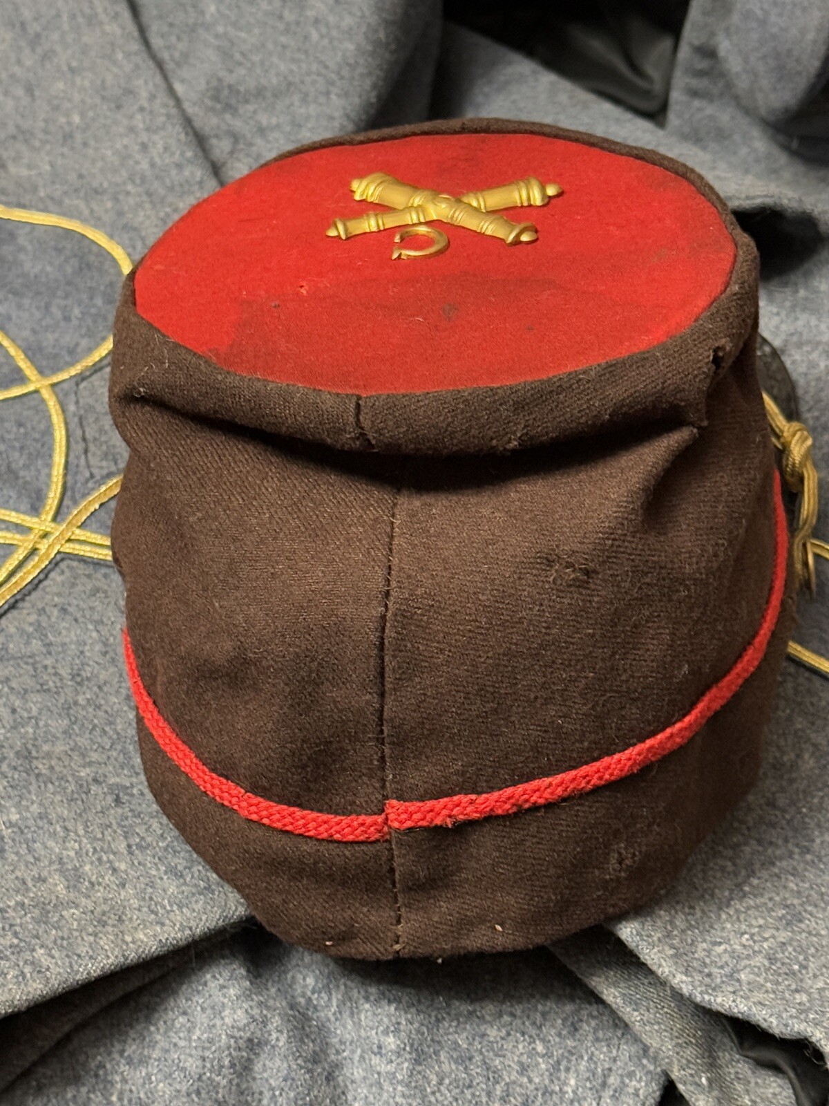 AUTHENTIC CIVIL WAR CONFEDERATE CSA HEAVY ARTILLERY CO. C FORAGE CAP HAT KEPI