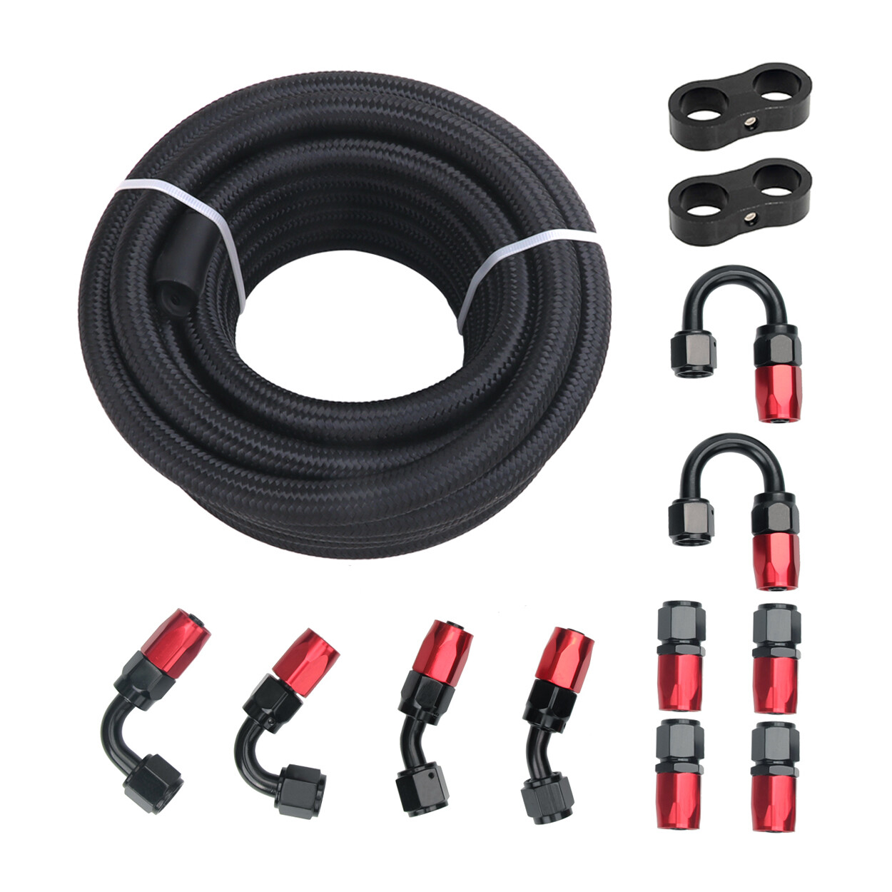 Fuel Line Kit Braided Nylon Fuel Hose 4AN 6AN 8AN 10AN CPE 10FT 20FT Black Red