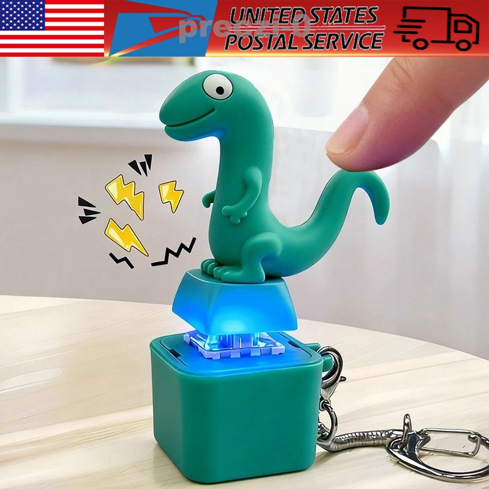 Lizard Button Keychain Sound Fidget Toy, Fun Keychain with Light Stress Relief