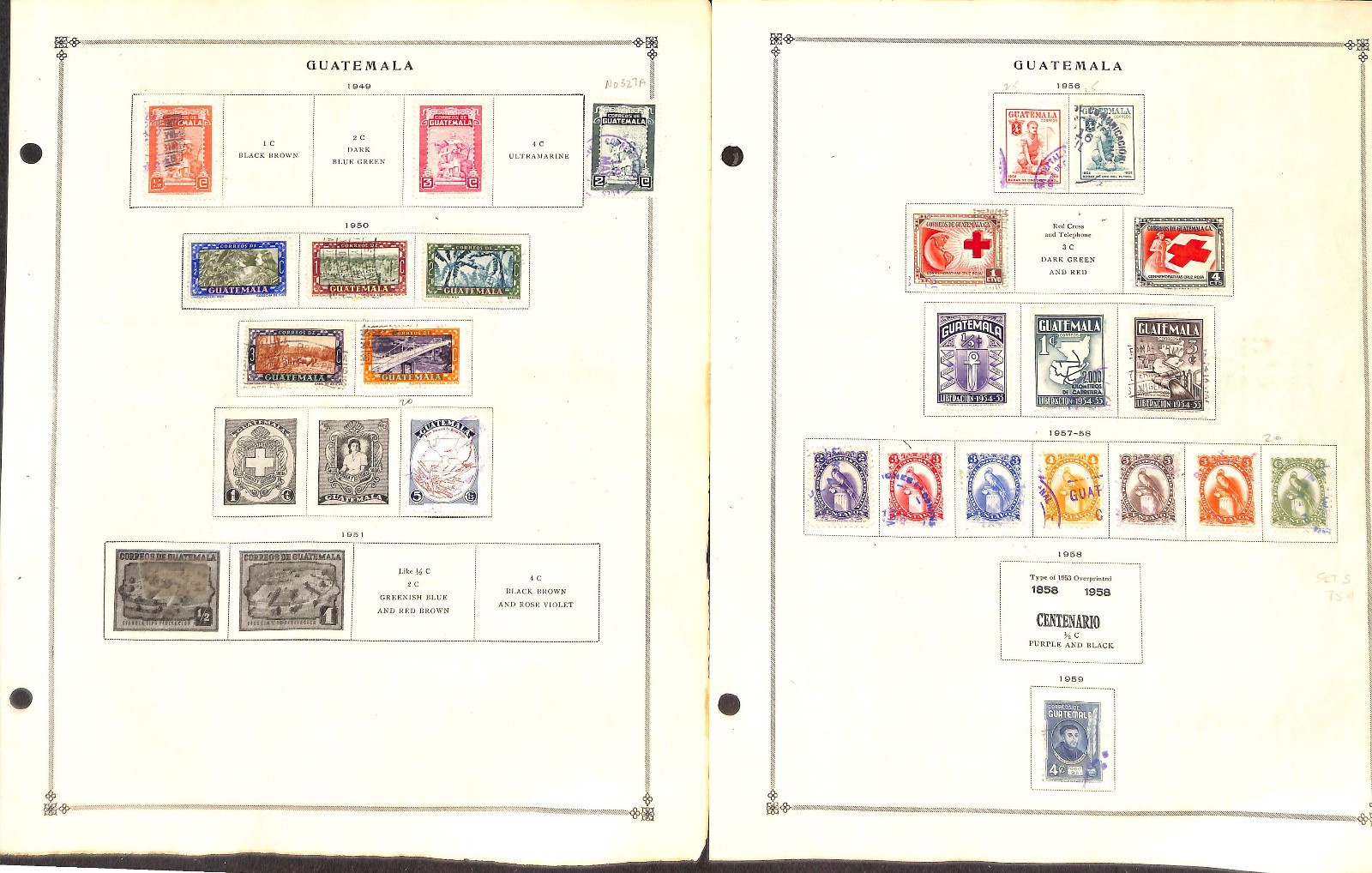 Guatemala Stamp Collection on 50 Scott International Pages, 1871-1976 (BA)