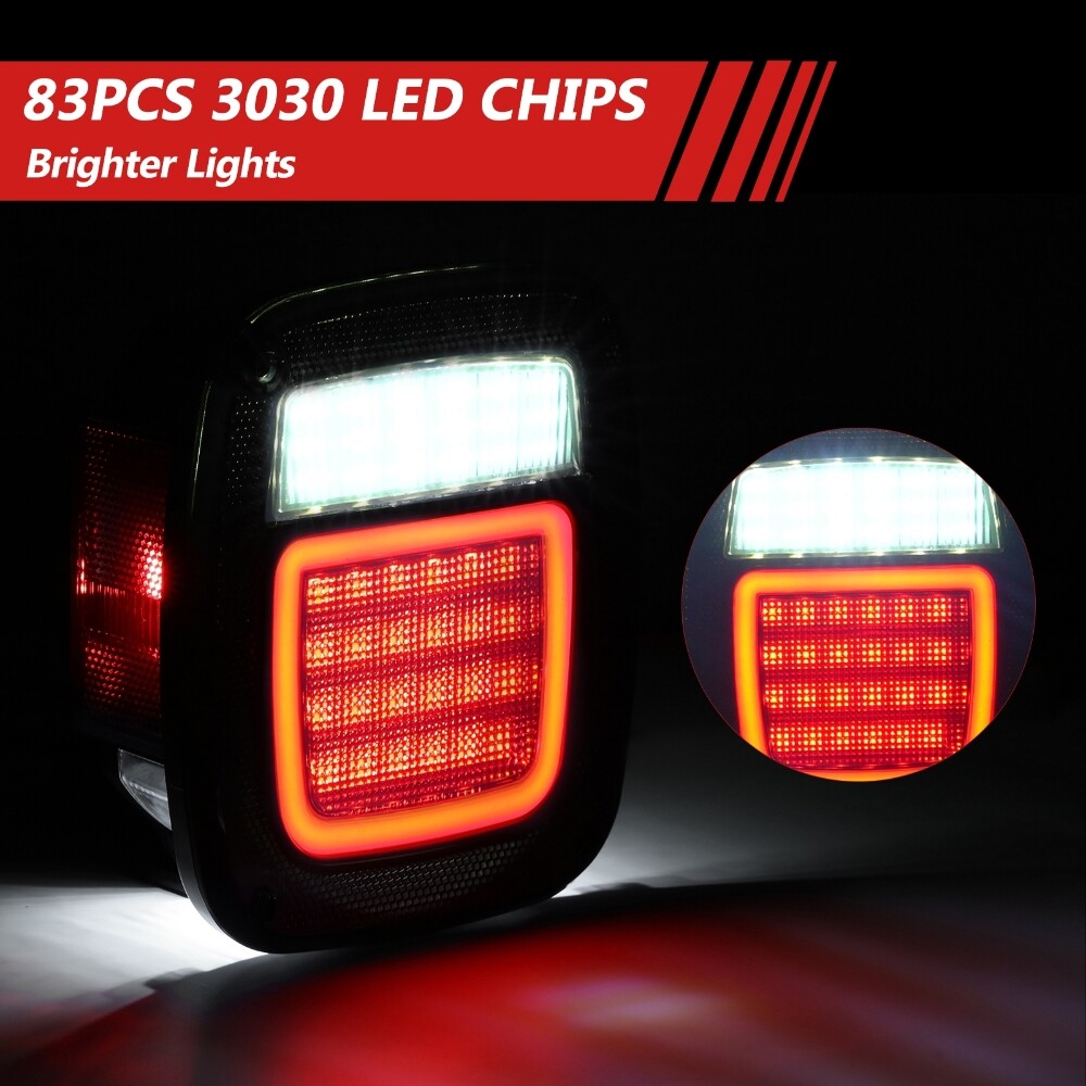 For Jeep Wrangler TJ CJ LED Tail Lights Brake Reverse License Plate Light 83-LED