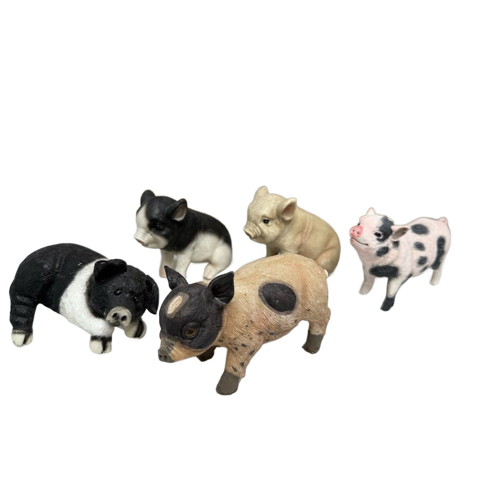 Gerson Farmhouse Pig Figurines Set of 5 Rustic Country Decor Multicolor