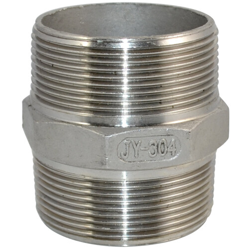 2" 2 inch NPT Stainless Steel 304 Pipe Thread Male Hex Nipple Fitting Adapter