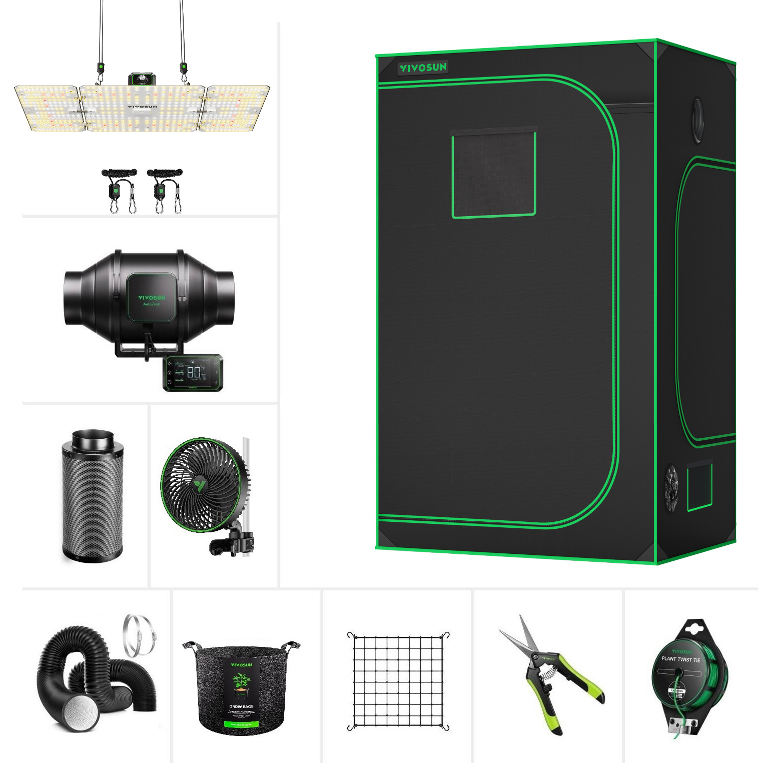 VIVOSUN S448 Smart Grow Tent Kit w/ 400W LED Grow Light,Wifi-Control Auto
