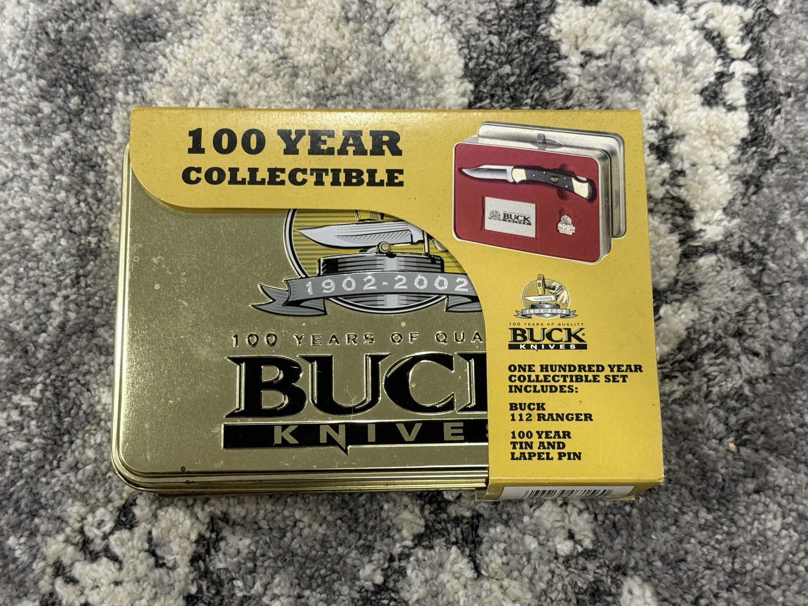 NOS 2002 Buck 112 100th Anniversary Knife Tin Pin 100 Year Collectable | USA