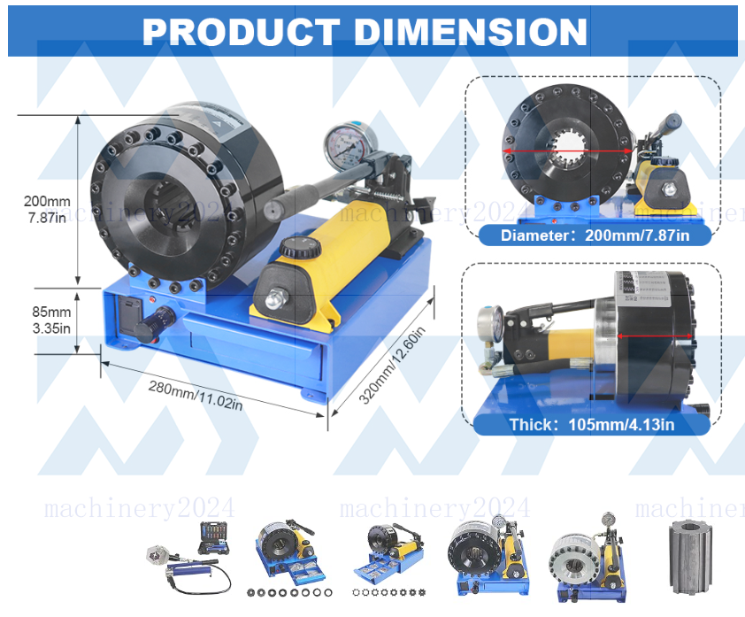 Manual Hose Pipe Crimping High Pressure Hydraulic Hose Crimper With 8 sets Molds
