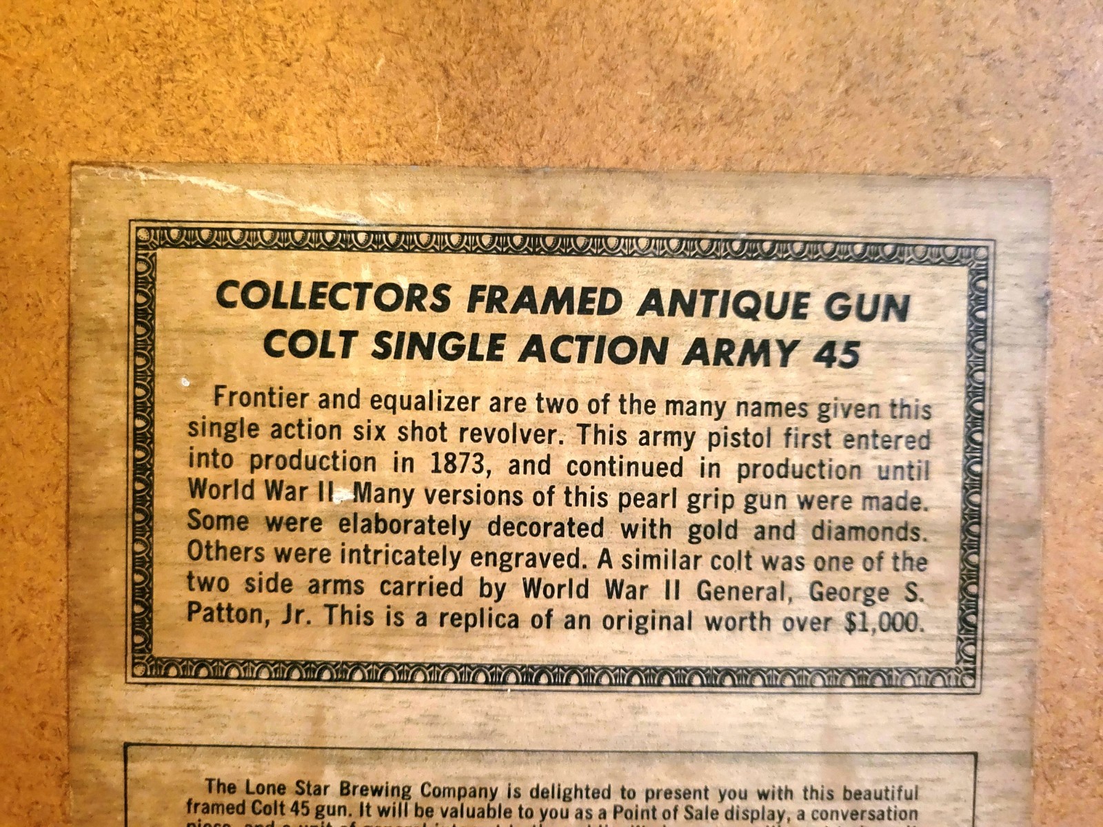 Vintage LoneStar Beer Sign 3D Gun 1969 Jax Pearl Dixie Pabst EXCELLENT CONDITION