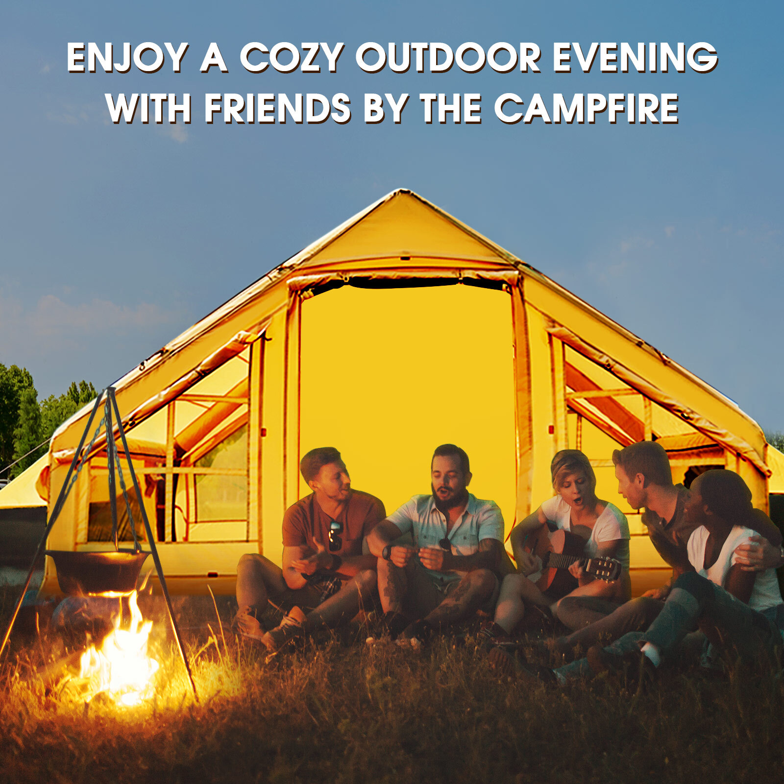 NAIZEA Inflatable Tents for Camping, Blow Up Tent & Hand Pump Stove Jack 6Person