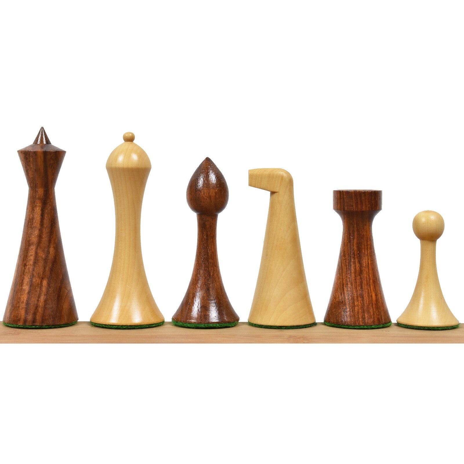3.6" Herman Ohme Minimalist Chess Pieces Only set- Weighted Golden Rosewood