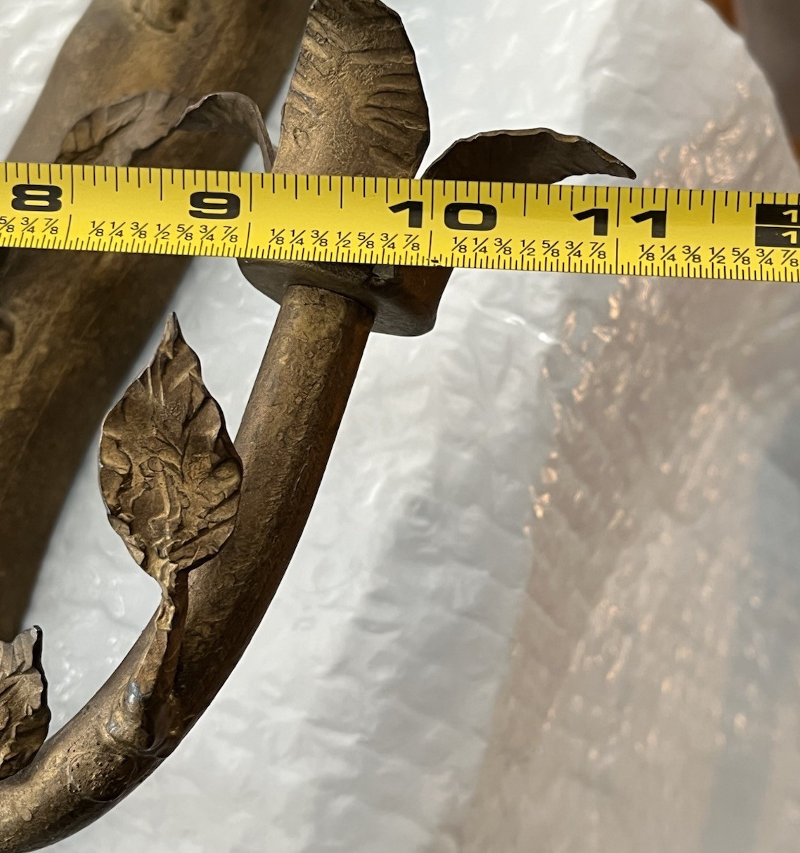 Vintage Pair Solid Bronze Gilt Magical Mystic Forest Wall Candle Holder Sconces