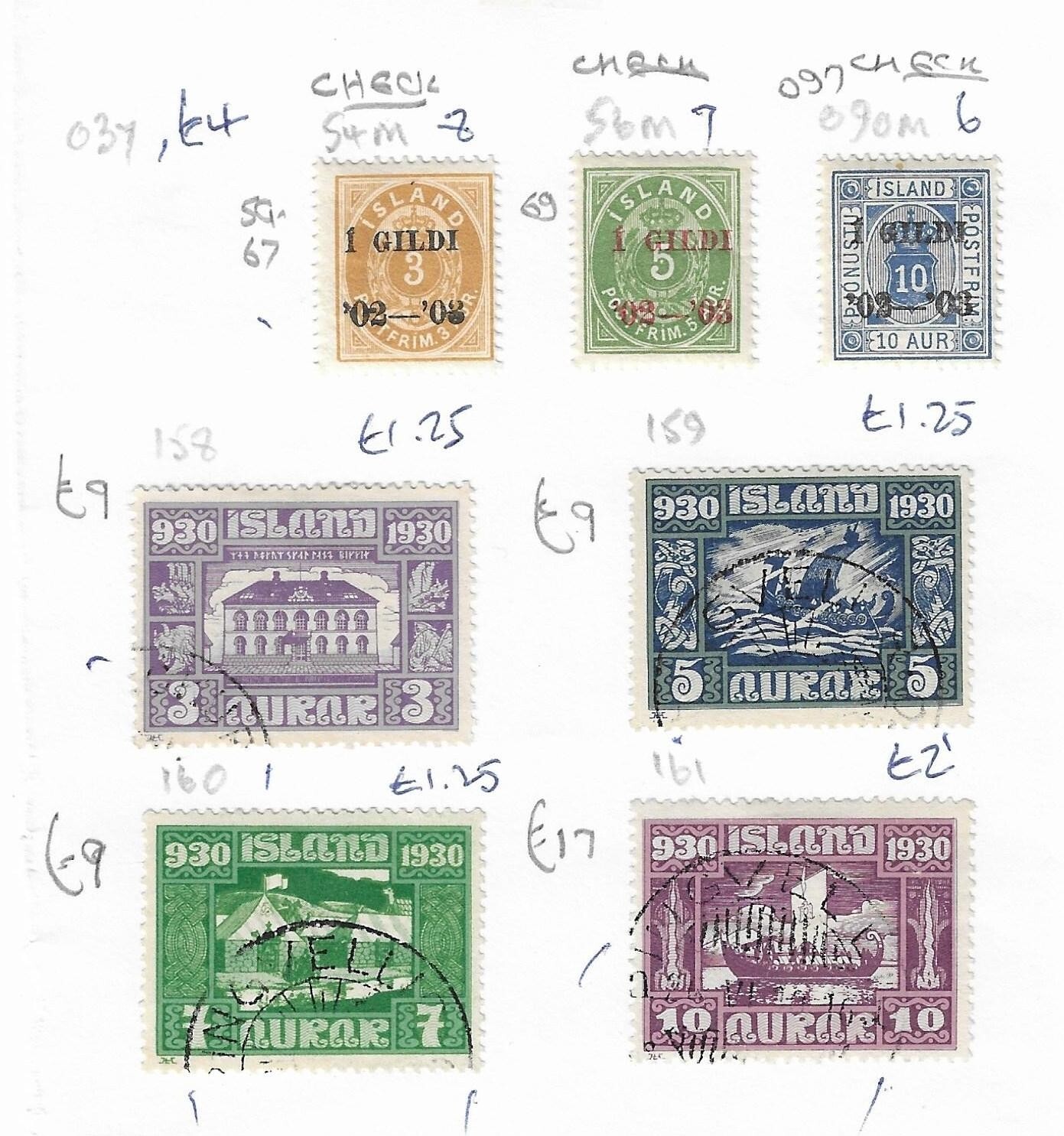 Iceland Early Assortment on Club Book Pages Mint/Used Cat£300+