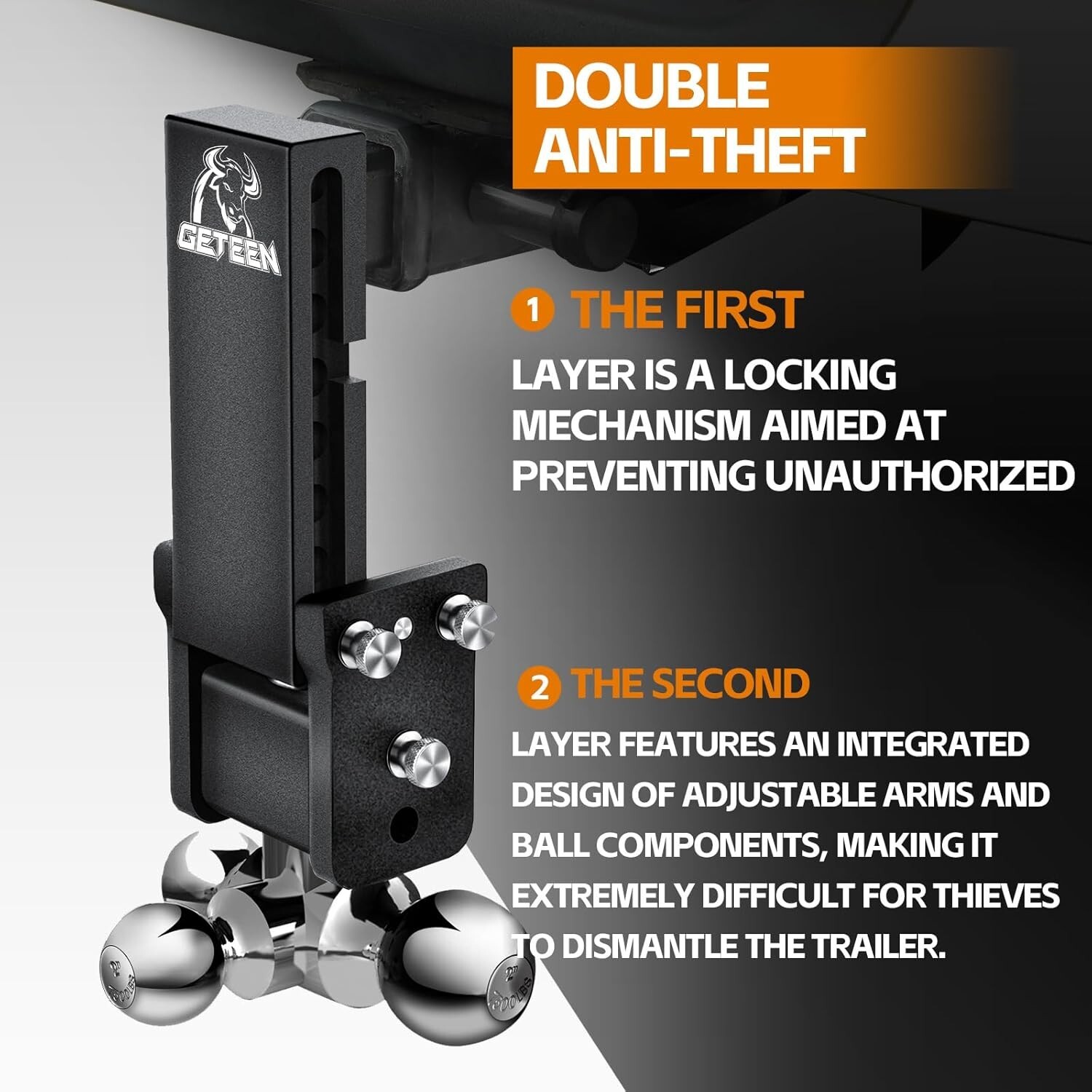 Tow & Stow Adjustable Trailer Hitch Ball Mount 2.5" Receiver 7" Drop Tri-Ball