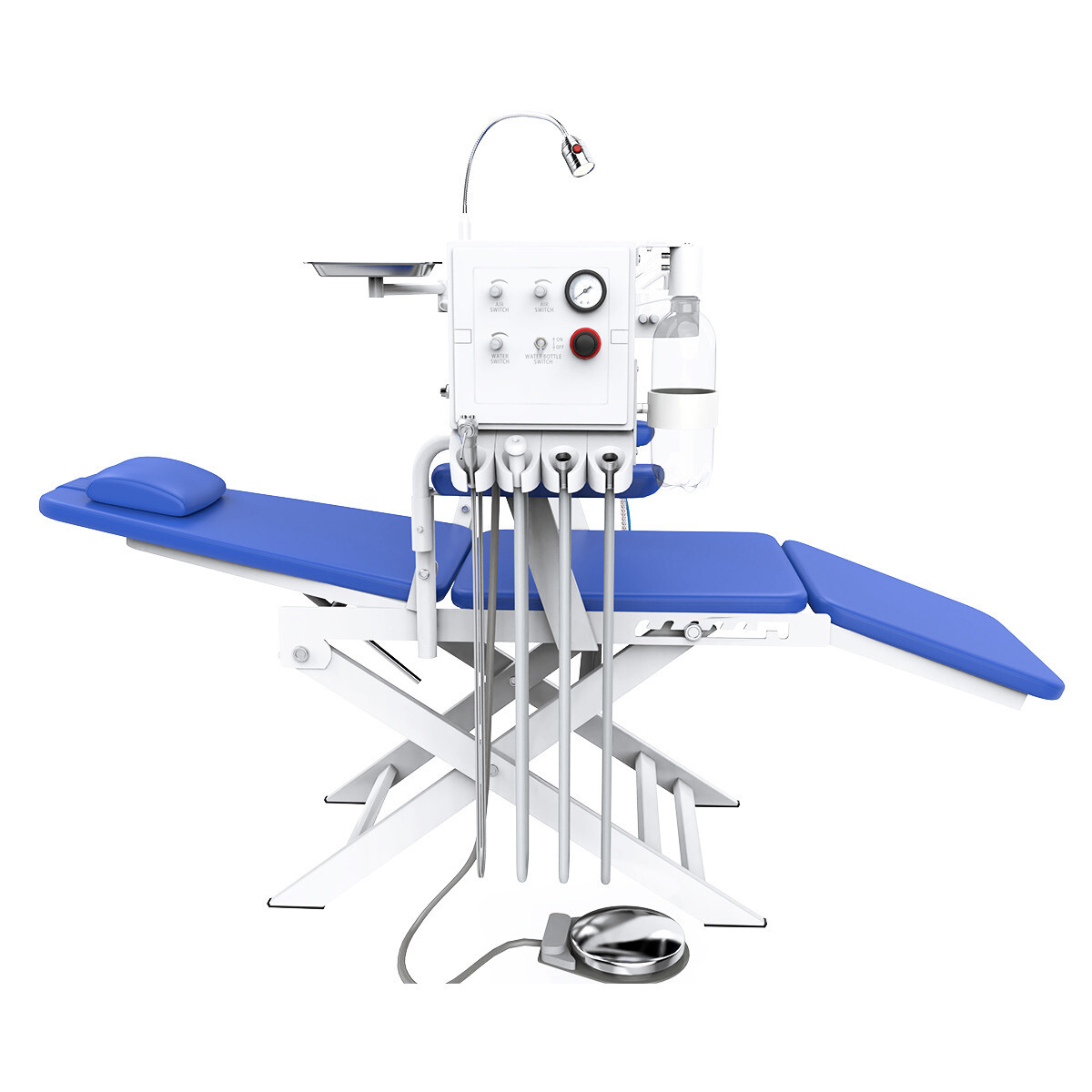 Silla dental portatil plegable con unidad de turbina de air escupidera Luz LED