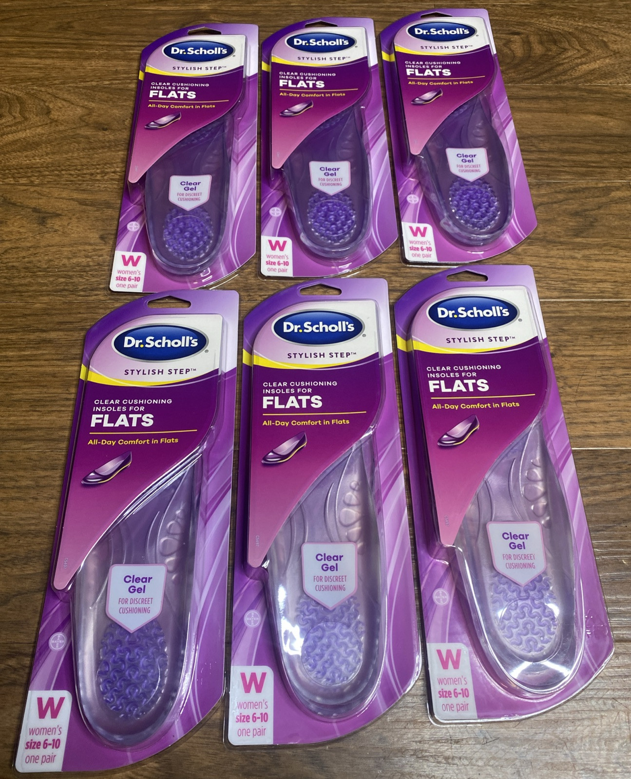 Dr. Scholls Stylish Step Insoles for Flats Clear Cushioning WOMENS * 6 PAIR *