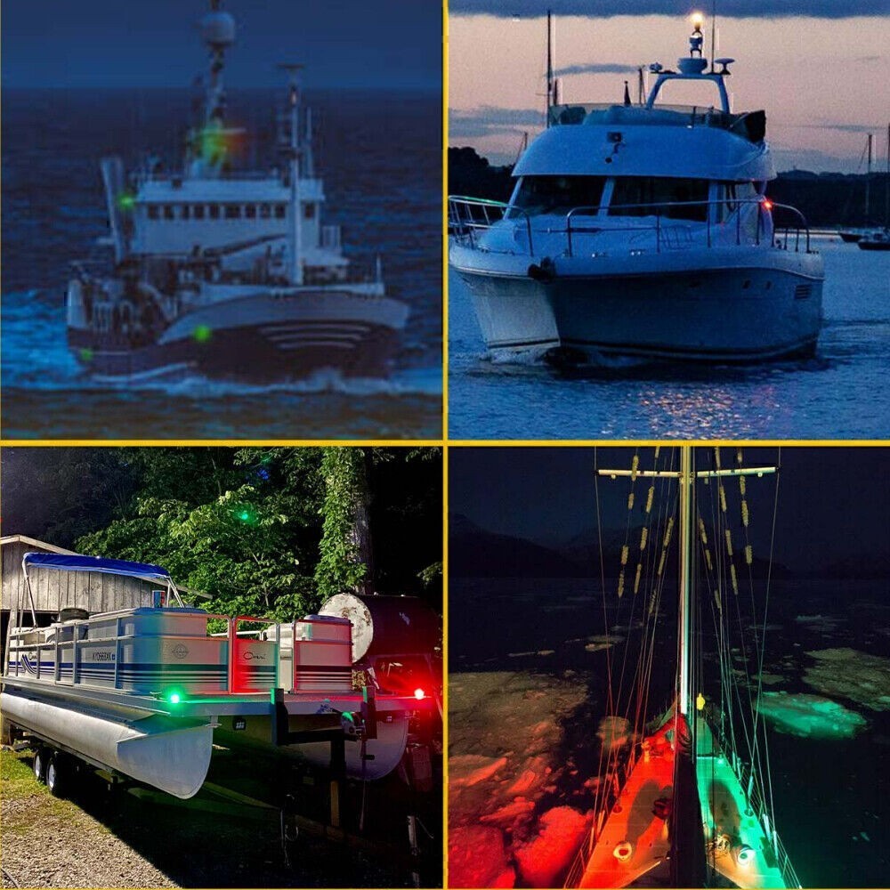LED Bow Navigation Lights Marine Green And Red LED Navigation Light For Pontoon