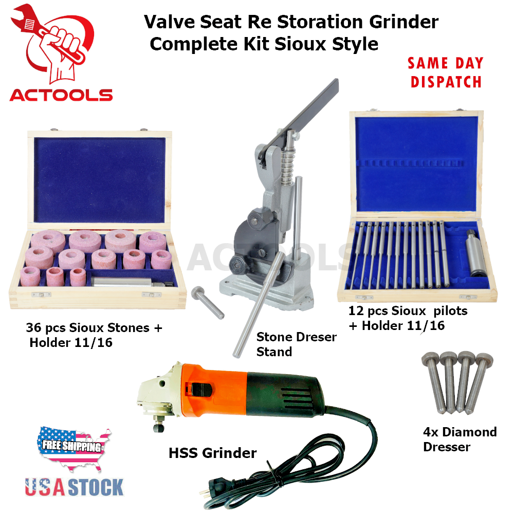 New Valve Seat Re Storation Grinder Complete Kit Sioux Style 54 pcs USA ACTOOLS