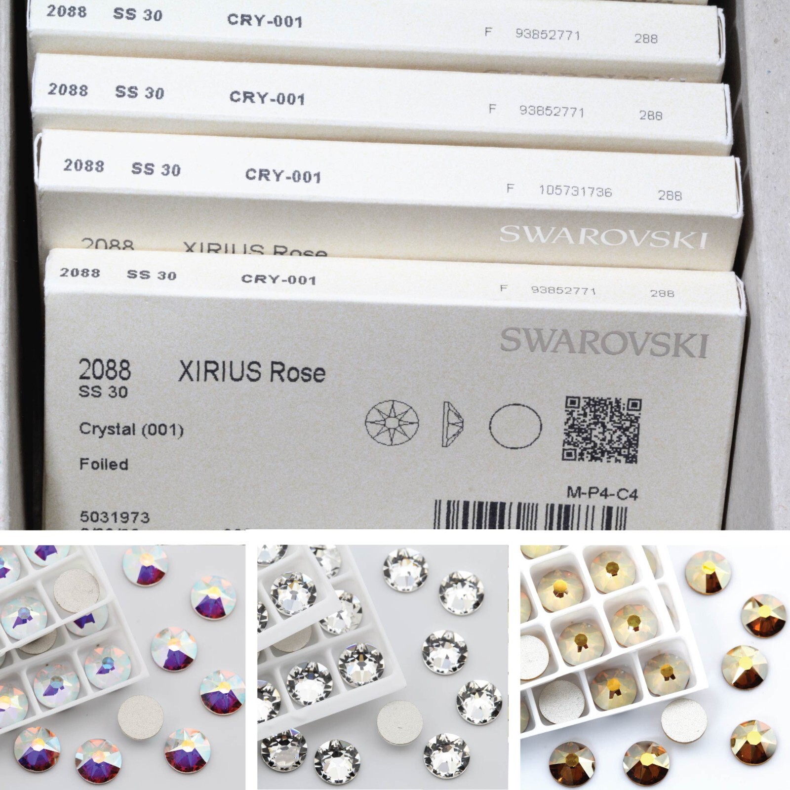 1.7-6.5mm (144pcs) 2058/2088 Swarovski FlatBack Crystal Foil Rhinestone Nails