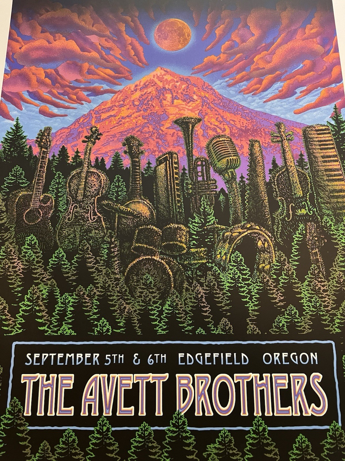 Emek Avett Brothers Troutdale 2014 poster AE pearl paper #/100 signed rare print