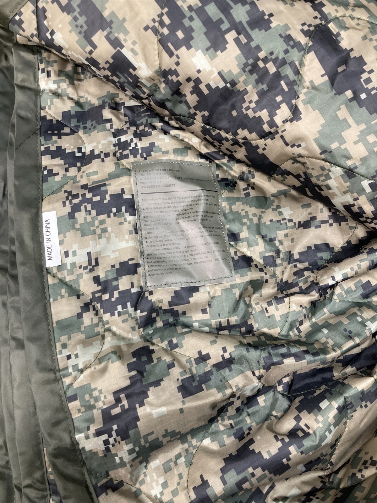 new Fox Military USMC Marpat Style Digital Woodland Poncho Liner Blanket Woobie