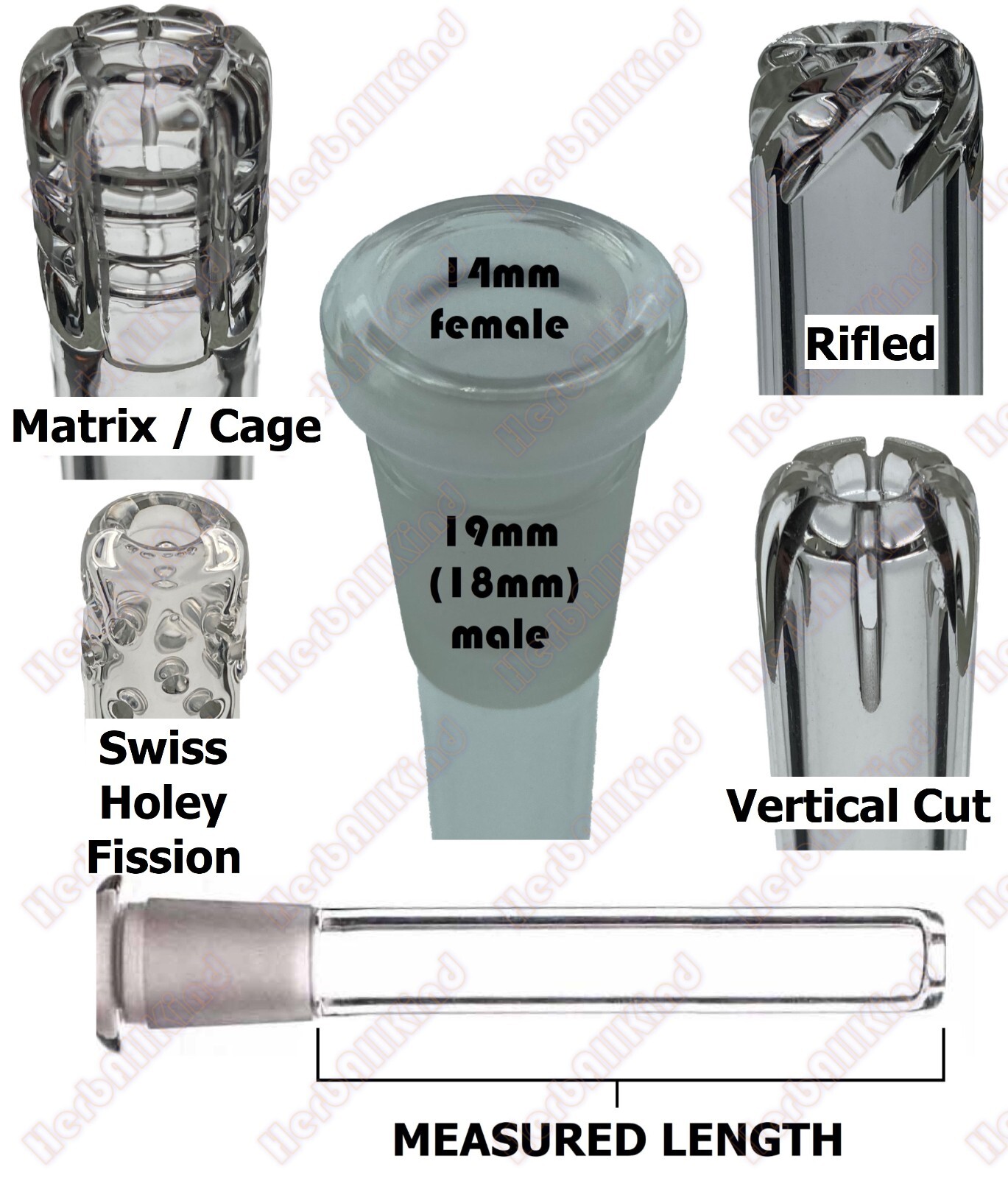 Mix & Match Premium Perc Designs Glass Downstem Reducing 19mm / 18mm to 14mm