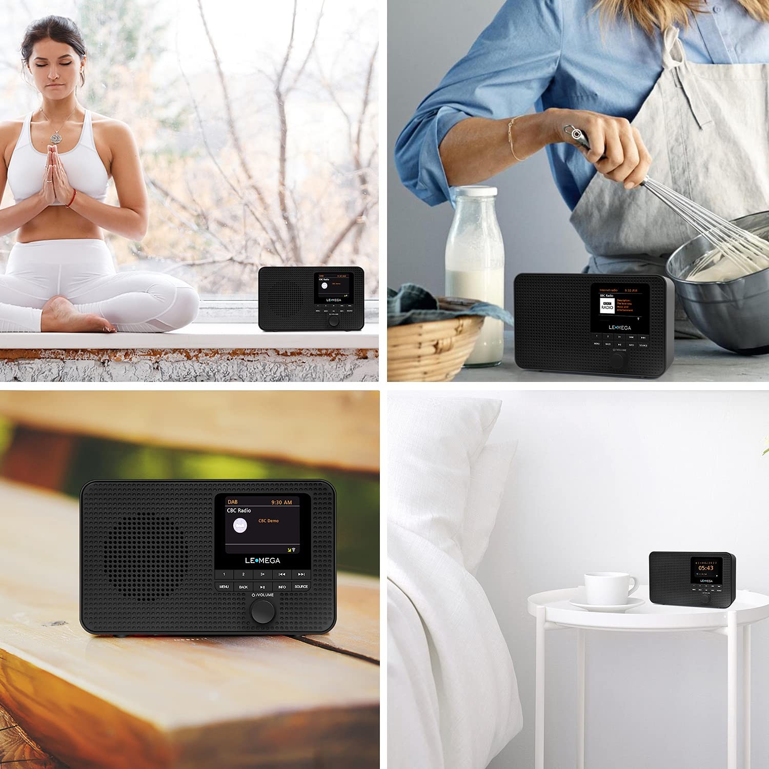 LEMEGA IR1 Portable WiFi Internet Radio,FM Digital Radio,Bluetooth Black