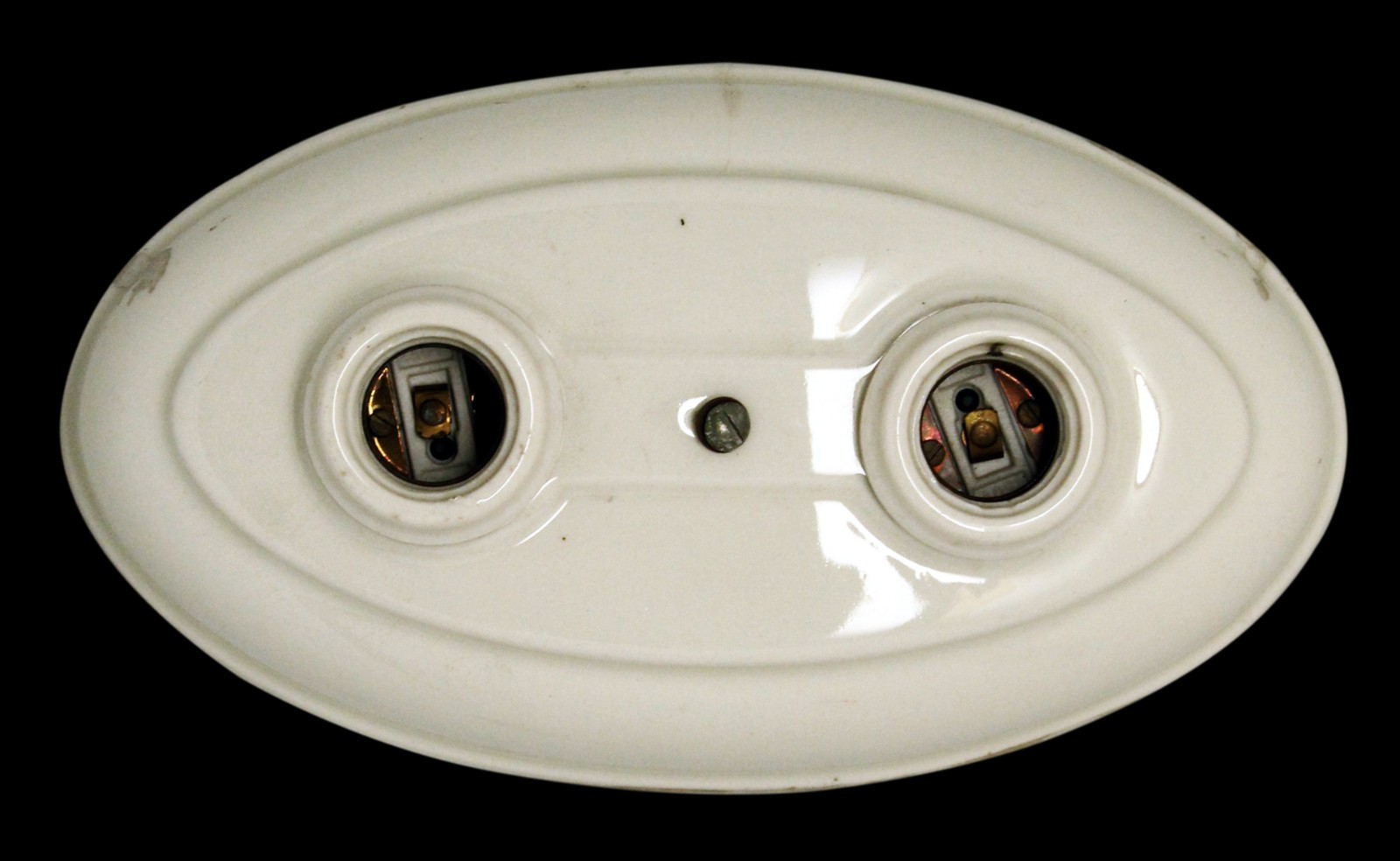 Traditional White Porcelain 2 Exposed Bulb Flush Mount Light