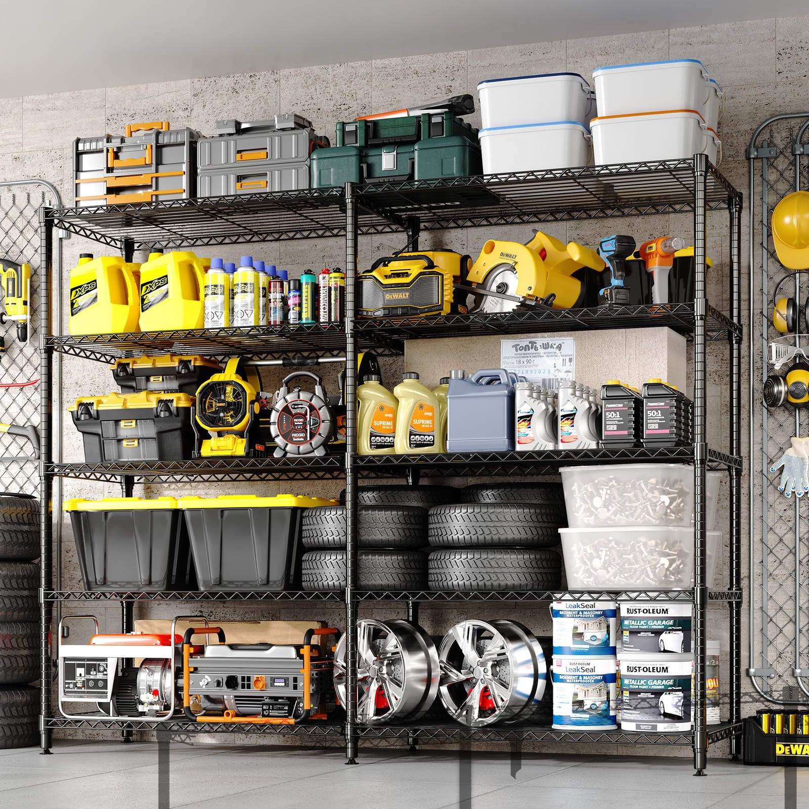 5-Tier Metal Storage Shelves Shelving Unit Garage Shelf Standing Storage Rack