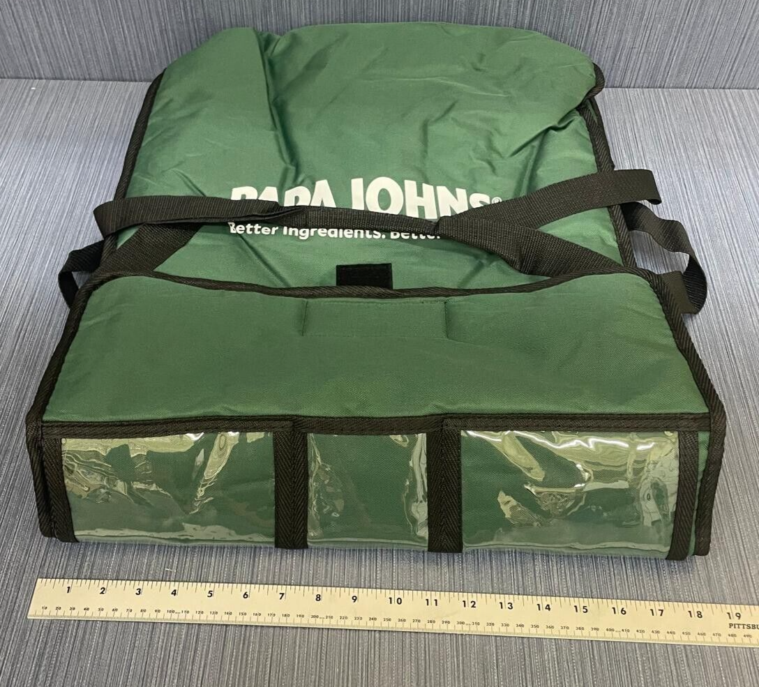 Papa John's Green Large Pizza Delivery Bag Thermally Insulated Door Dash Etc.