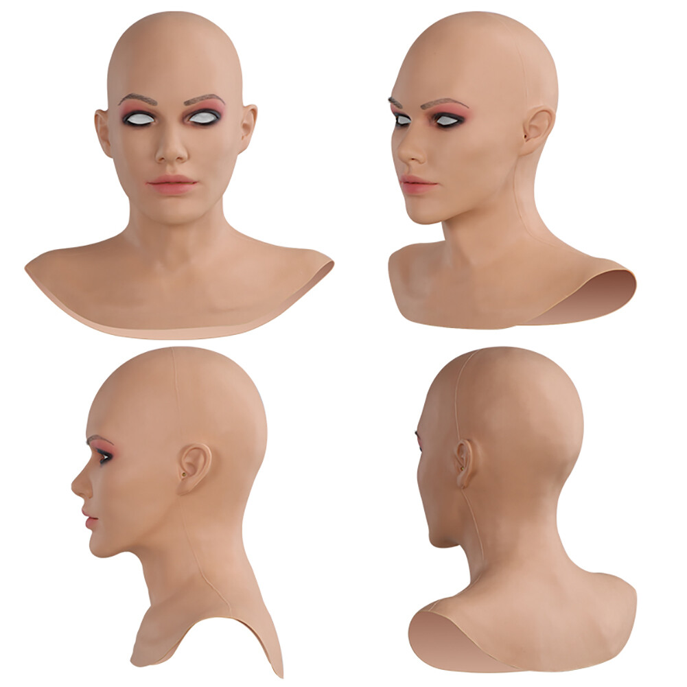 Silicone Female Mask Headwear Full Head Mask For Crossdresser Halloween Trans