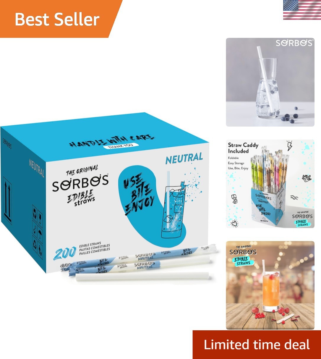 Edible Biodegradable Straws - Neutral Flavor, Pack of 200 | Eco-Friendly Choice