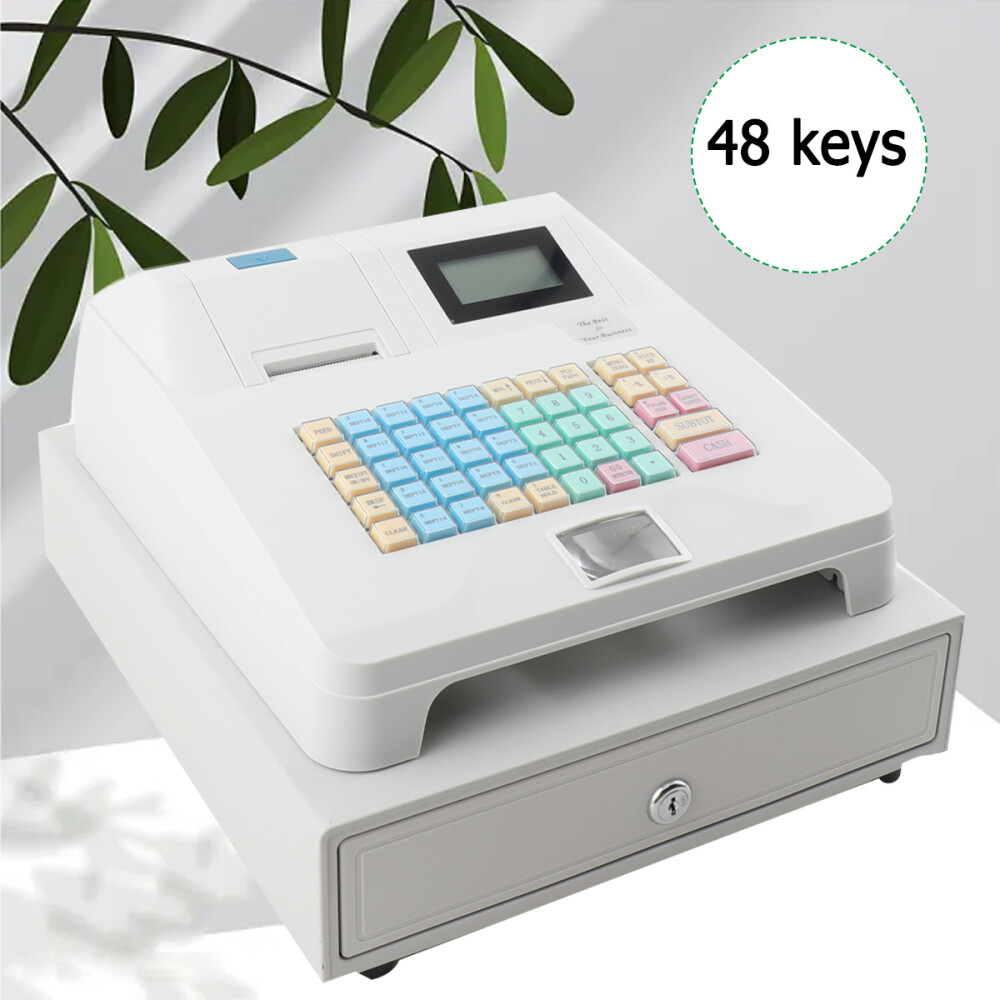 48 Key Electronic Cash Register LED Display Retail POS System Cash Register 12V