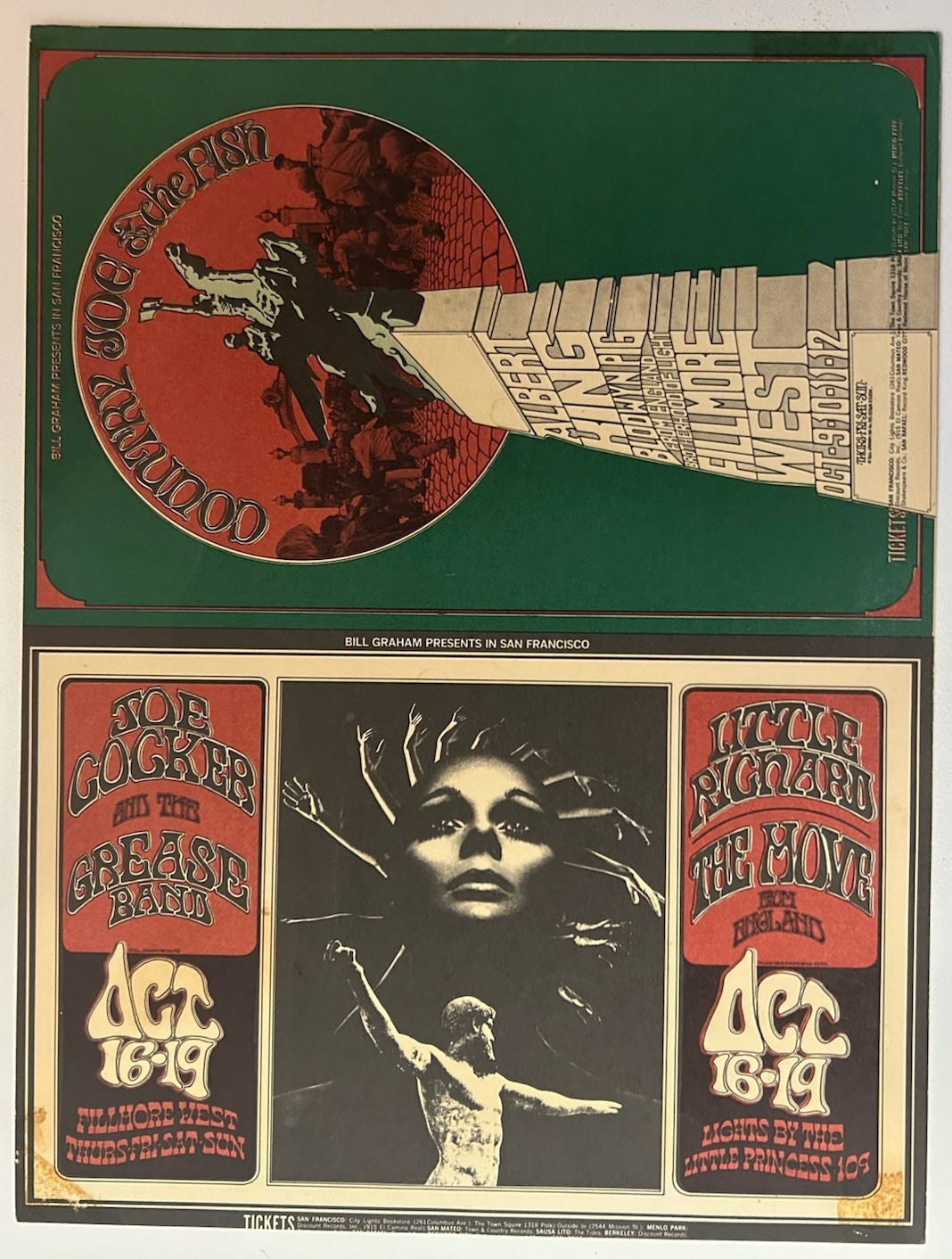 1969-FILLMORE BG-195/196 DOUBLE POSTCARD-MAILED-RANDY TUTEN/DAVID SINGER