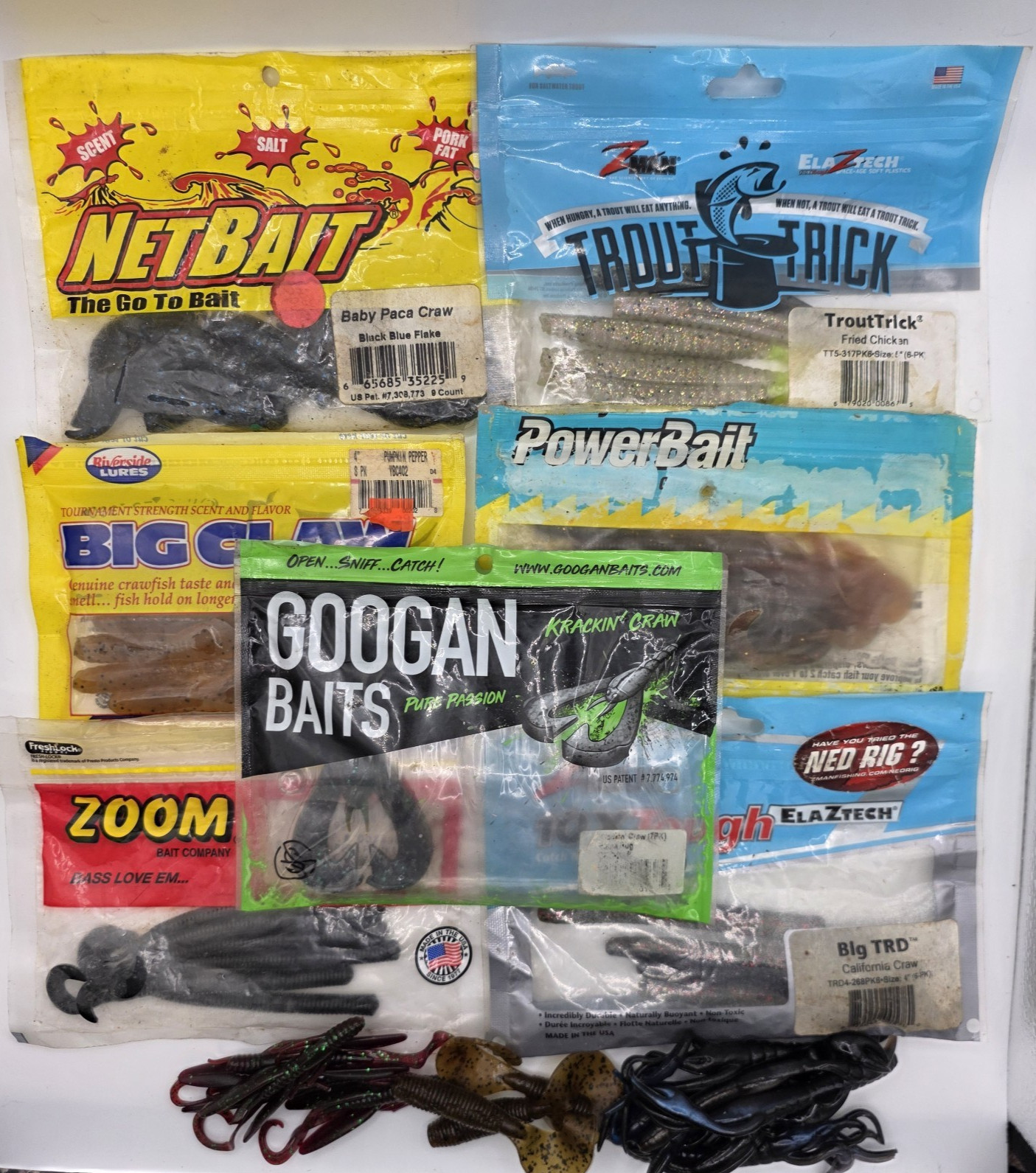 Large Fishing Lure Lot 50 pcs Mixed Brand Soft Plastic Baits