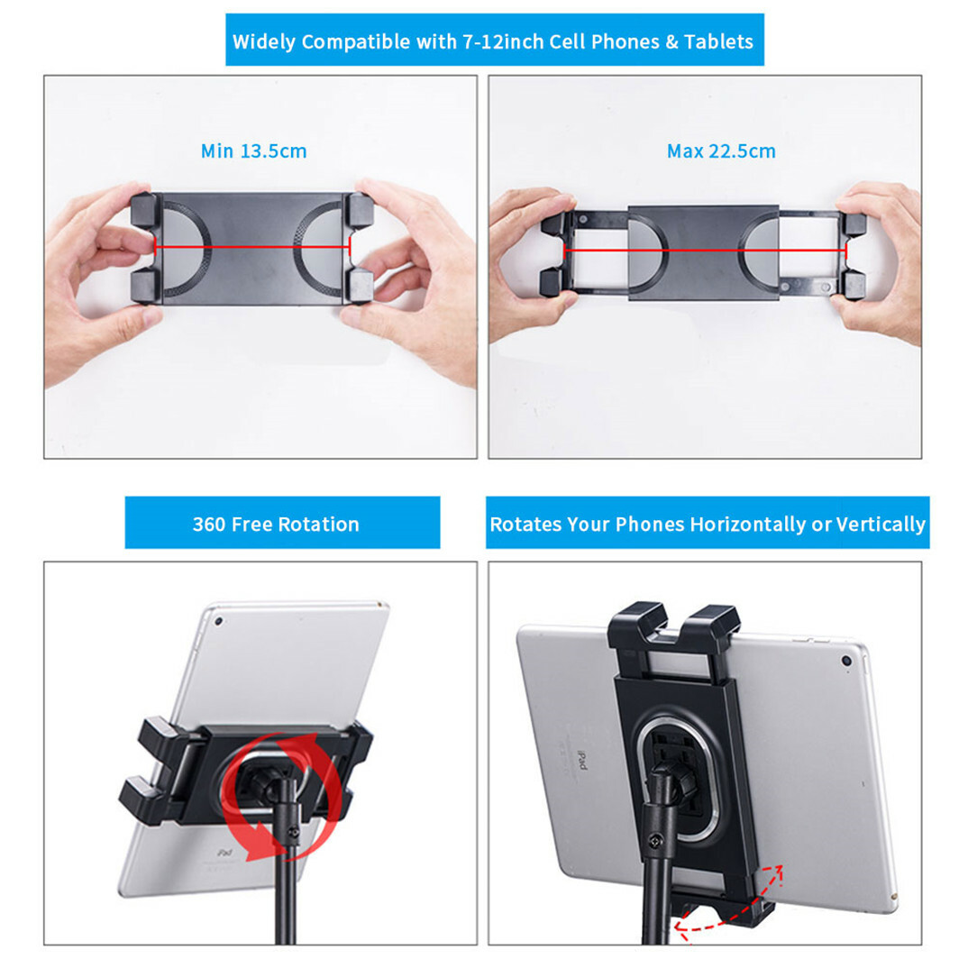 53" Heavy Duty Universal Floor Tablet Tripod Stand Adjust for iPad Pro 4.7-12.9"