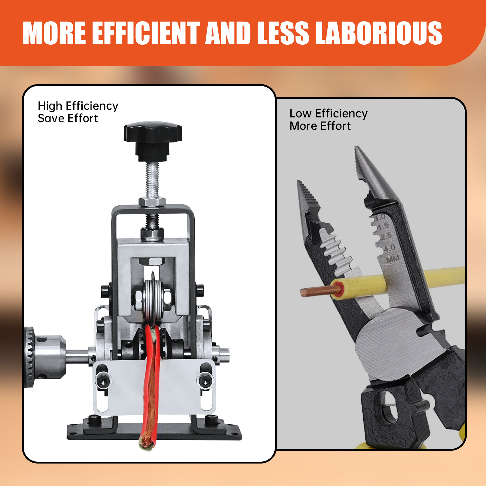 Manual Wire Stripping Machine Drill Powered Hand Crank Wire Stripper Tool 1-25MM