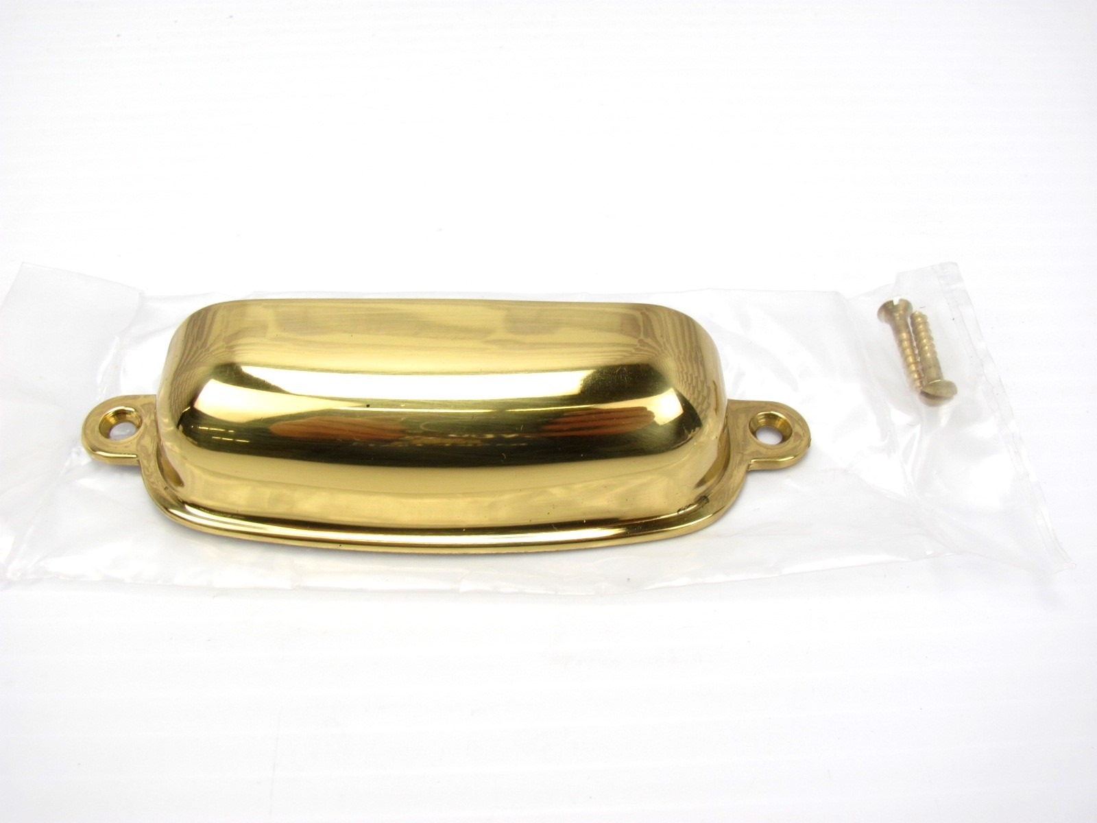 (SALE) Heavy Duty POLISHED - SOLID BRASS - 4" PULL HANDLE KNOB w/SCREWS - (NEW)