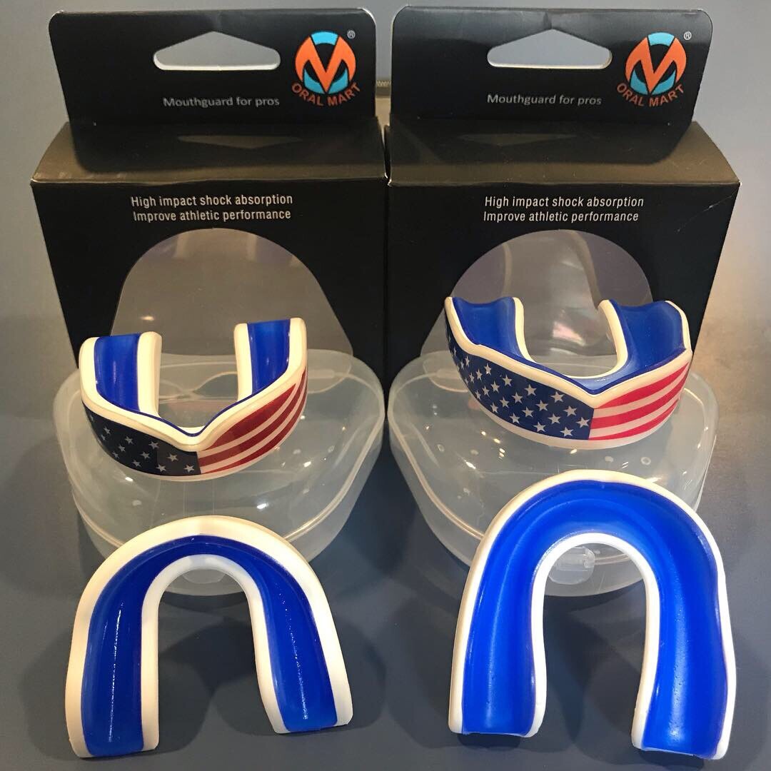Oral Mart America Flag Youth Football Mouth Guard for Kids USA Flag Mouthpiece