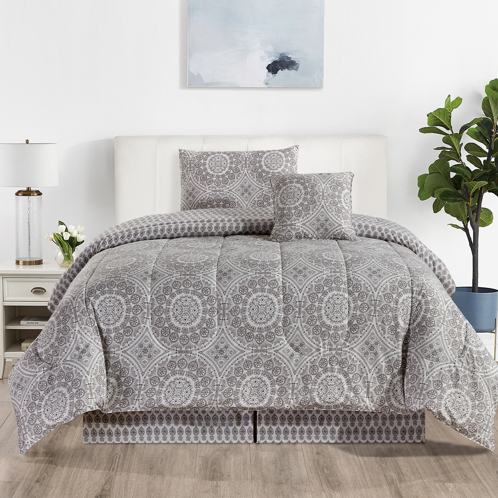 5 Piece Reversible Comforter Set Down Alternative Duvet Insert Quilt Bedding Set