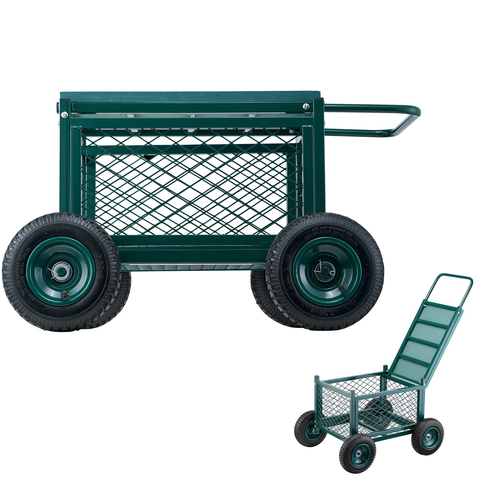 Rolling Garden Seat with Wheel 400LB Heavy Duty Metal Garden Cart with Storage