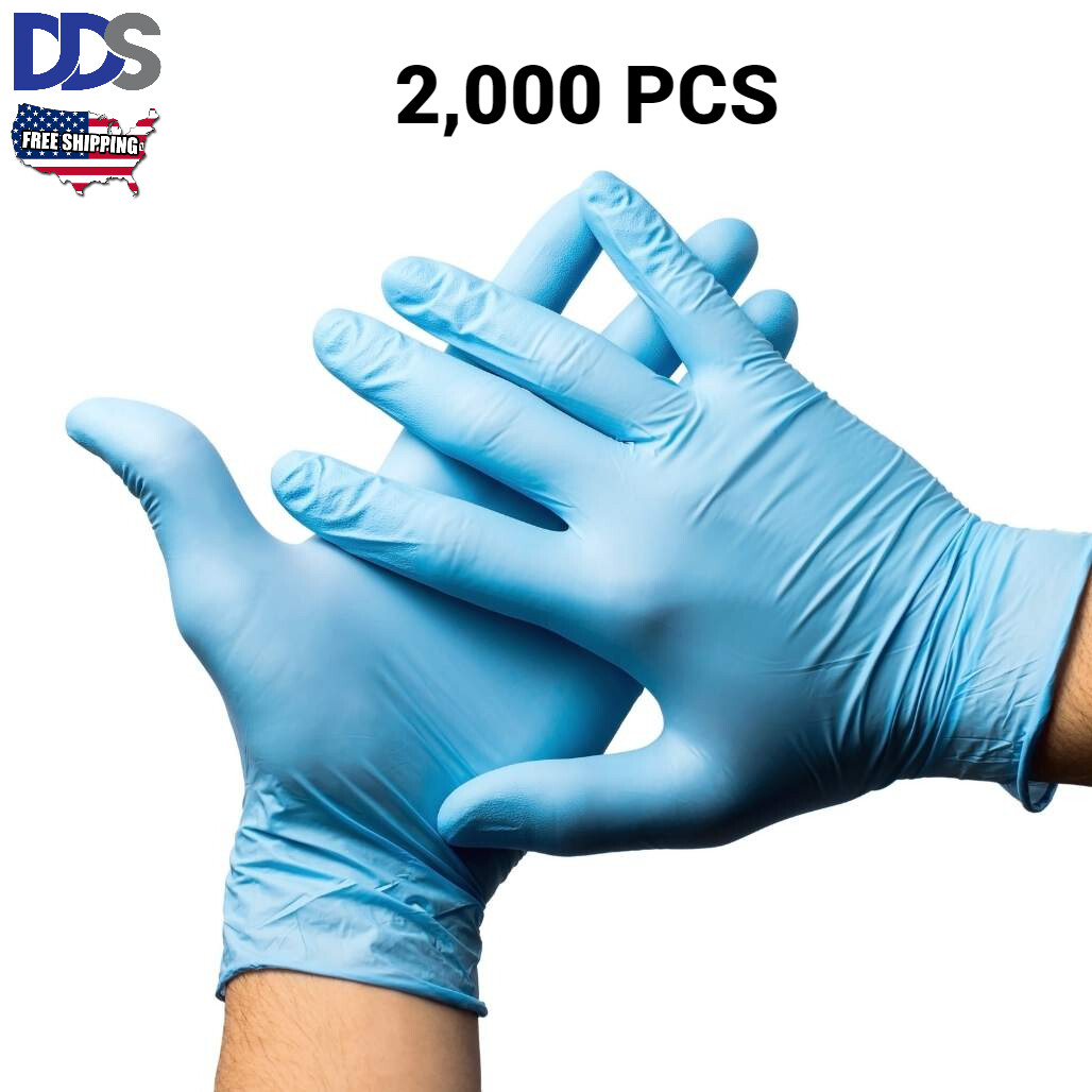 2000PCS 4 Mil Medical Grade Nitrile Exam Latex Free Gloves ALL SIZES Blue Gloves