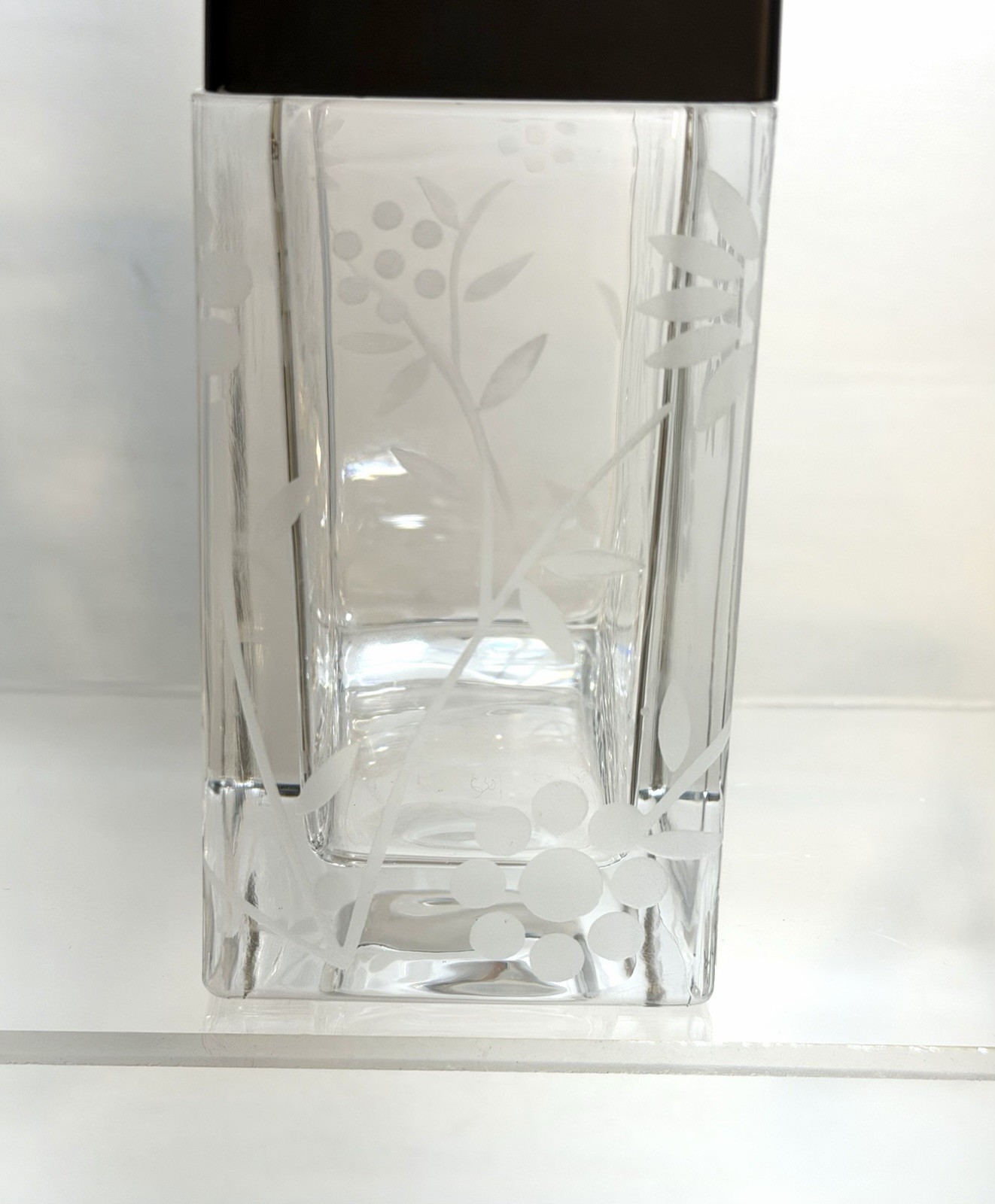 🌿 Etched Clear Glass Toothbrush Holder Heavy Quality Glass 4.75” Tall