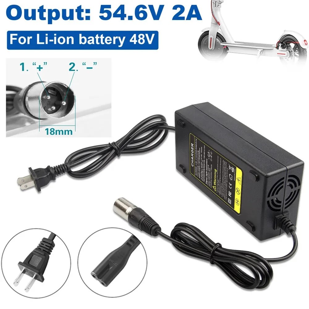 54.6V 2A Adapter Charger 48V Lithium Battery with 5.5mm*2.1mm DC Plug Port 108W