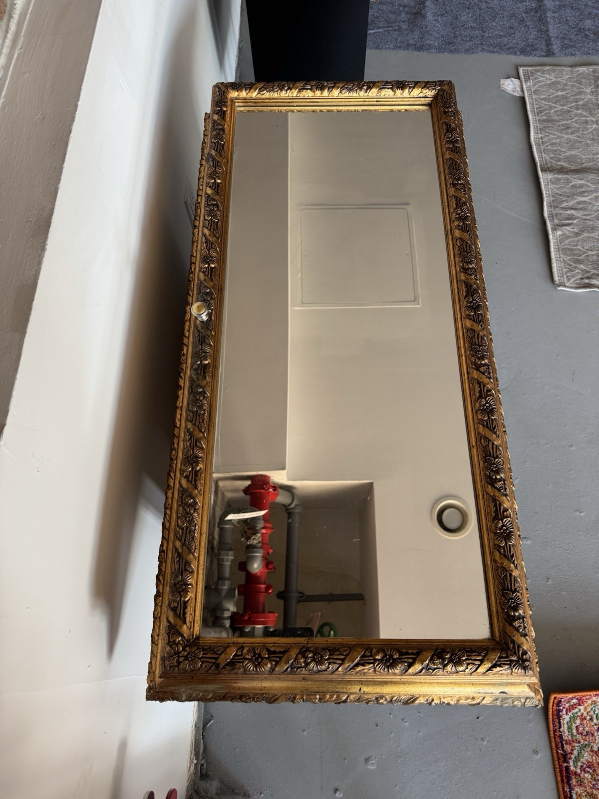 Antique Gold Solid Wooden Medicine Cabinet Glass Mirror 18x38x5 inches