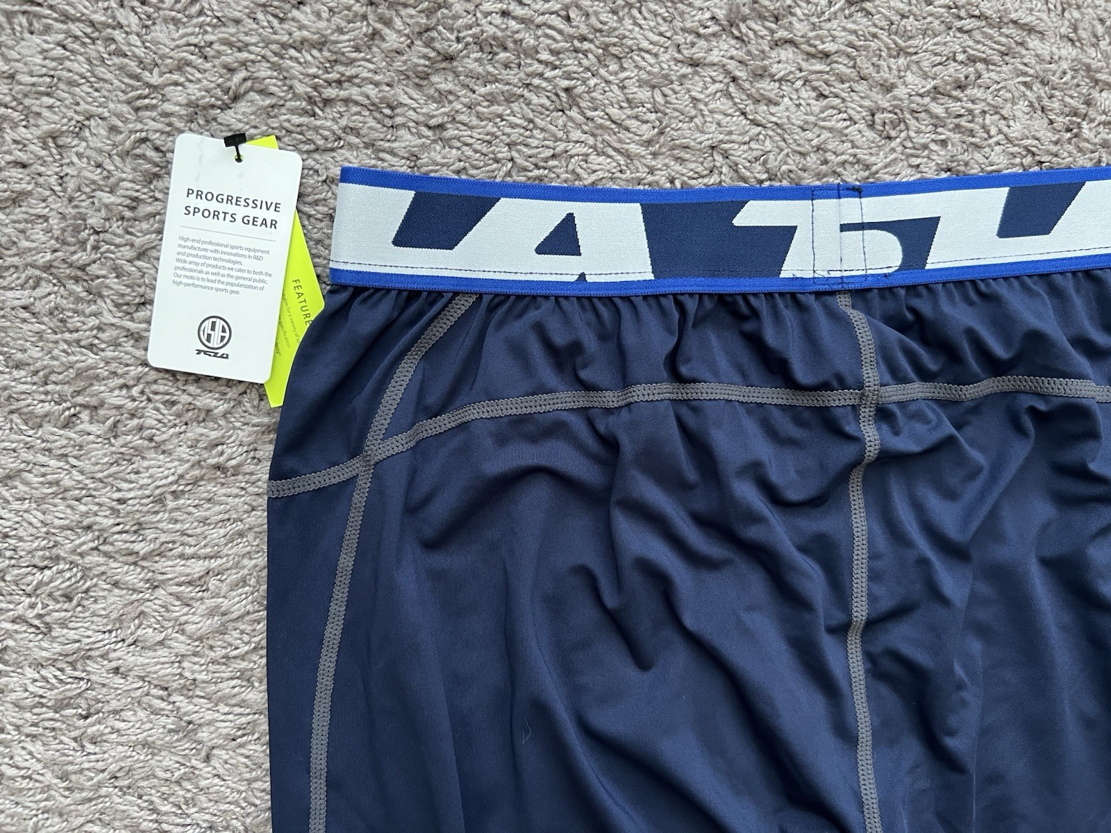 TSLA Men's Compression Tights Pants Baselayer Blue Bottom 2XL NEW