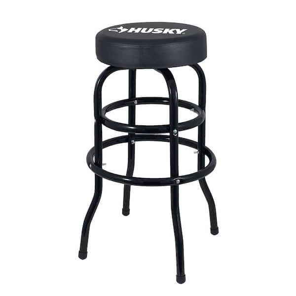 Shop Stool 360° Swivel Seat 29" Workshop Garage Bar Chair Cushioned Black