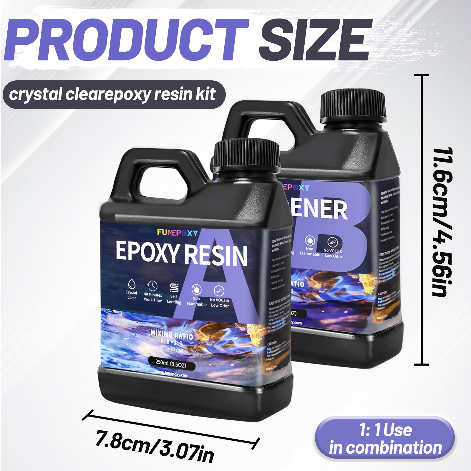 Fast Cure 1:1 - Clear Epoxy Resin - 16oz/32oz/64oz/1 Gallon/2 Gallons Kit