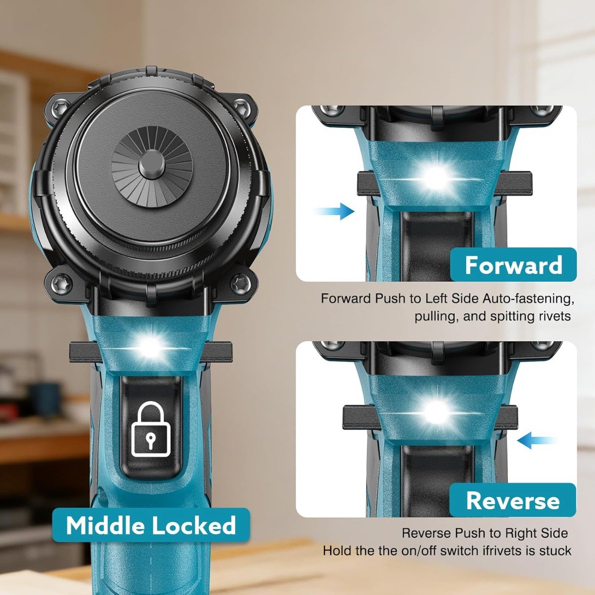 Seesii Cordless Rivet Nut Tool, Battery Powered Rivet Nut Gun fr Metric Nutserts