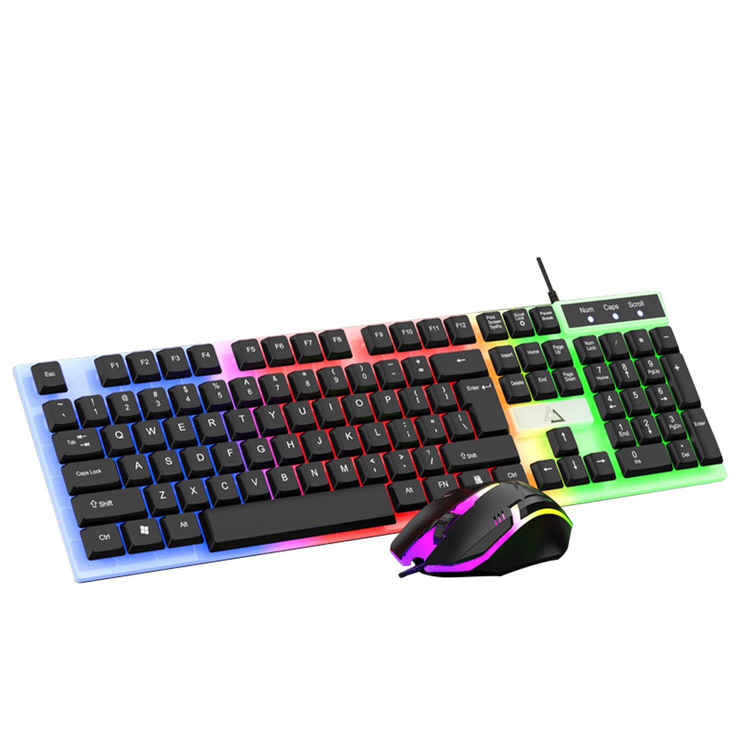 Wired Gaming Keyboard and Mouse Set RGB LED Rainbow Backlit for Computer Desktop