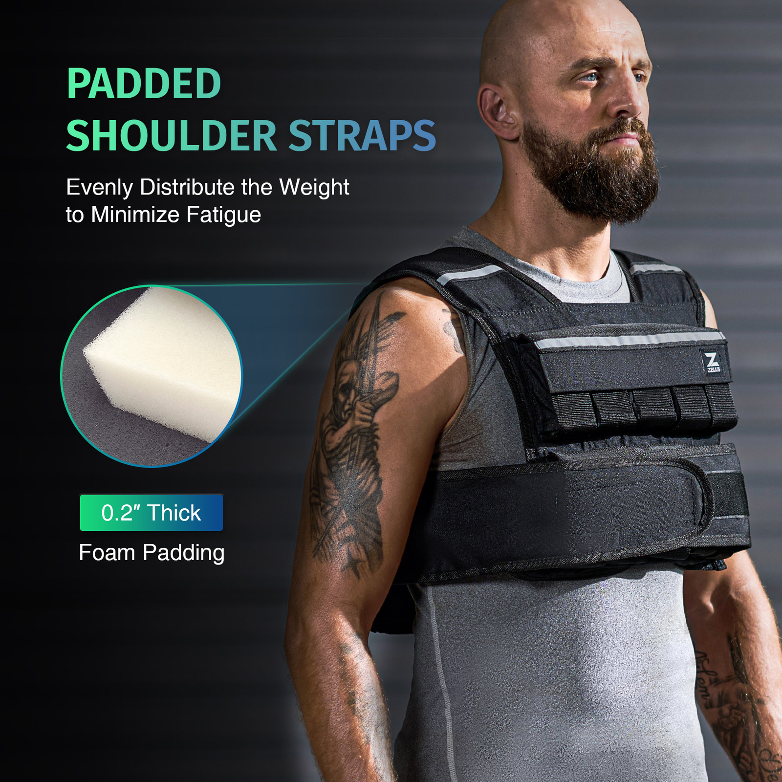 ZELUS 45 lb Weighted Vest with Iron 20 Weights Adjustable Weight Vest for Men